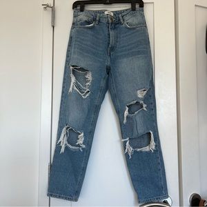 Vintage Straight Leg Distressed Jeans - Size 26